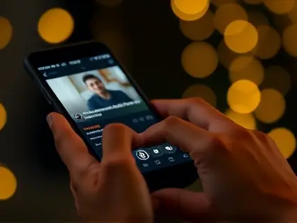 Mãos usando streaming no smartphone