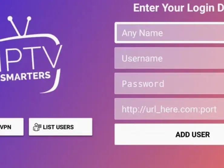 Tela de login do IPTV Smarters