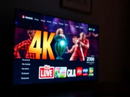 Televisão exibindo interface com destaque para conteúdo 4K